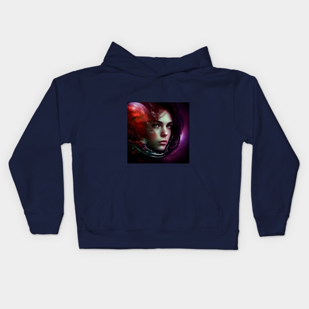 red planet space face Kids Hoodie by aiprintbasket